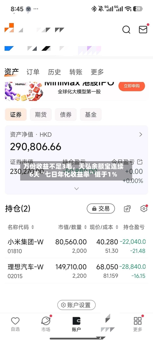 万份收益不足3毛	，天弘余额宝连续6天“七日年化收益率	”低于1％-第2张图片