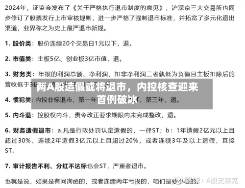 两A股造假或将退市	，内控核查迎来首例破冰-第2张图片