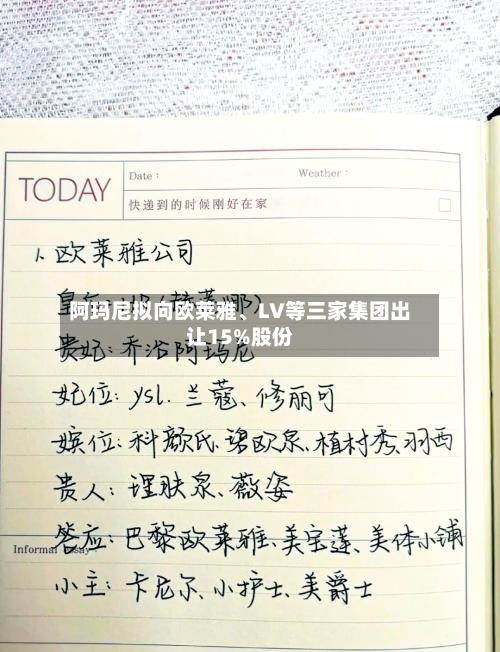 阿玛尼拟向欧莱雅、LV等三家集团出让15%股份-第2张图片