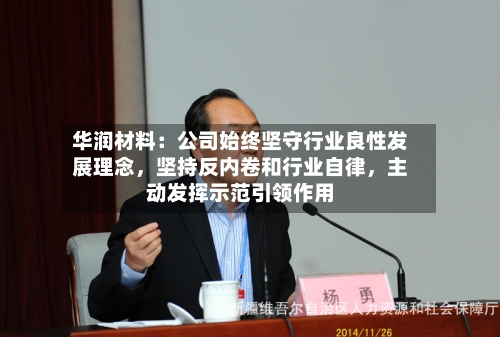 华润材料：公司始终坚守行业良性发展理念，坚持反内卷和行业自律，主动发挥示范引领作用-第2张图片