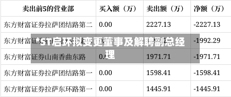 *ST启环拟变更董事及解聘副总经理