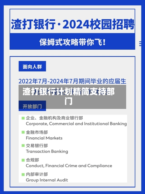 渣打银行计划精简支持部门