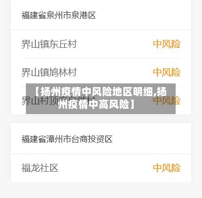 【扬州疫情中风险地区明细,扬州疫情中高风险】