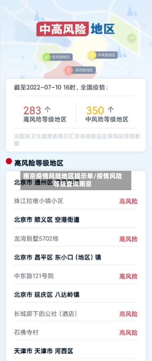 南京疫情风险地区提示单/疫情风险等级查询南京