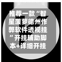 推荐一款“智星菠萝德州作弊软件透视挂”开挂辅助脚本+详细开挂安装教程-第3张图片