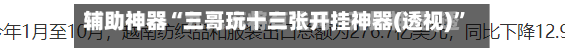 辅助神器“三哥玩十三张开挂神器(透视)”(必备工具)辅助教学-第3张图片