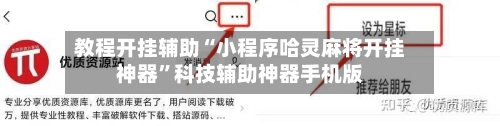 教程开挂辅助“小程序哈灵麻将开挂神器”科技辅助神器手机版-第3张图片
