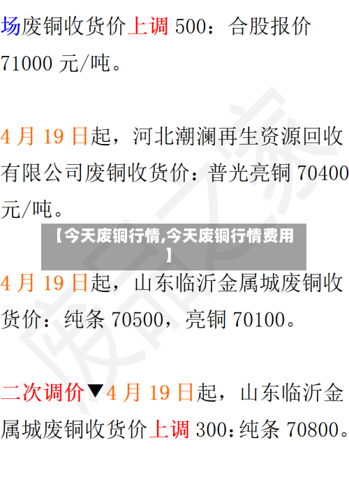 【今天废铜行情,今天废铜行情费用】
