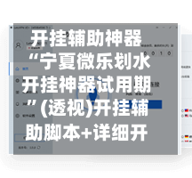 开挂辅助神器“宁夏微乐划水开挂神器试用期	”(透视)开挂辅助脚本+详细开挂安装教程-第2张图片