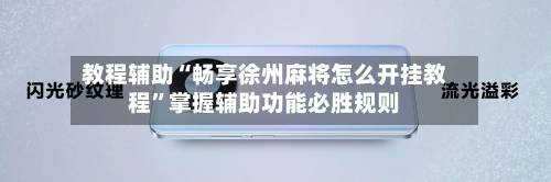 教程辅助“畅享徐州麻将怎么开挂教程”掌握辅助功能必胜规则-第3张图片