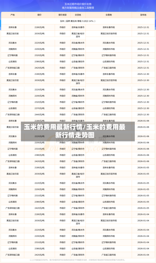 玉米的费用最新行情/玉米的费用最新行情走势图