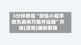 3分钟教程“微信小程序微乐麻将万能开挂器”开挂(透视)辅助教程-第2张图片