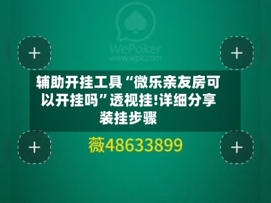 辅助开挂工具“微乐亲友房可以开挂吗	”透视挂!详细分享装挂步骤-第2张图片
