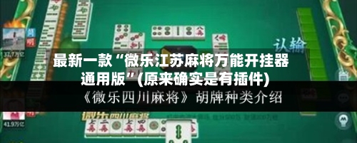 最新一款“微乐江苏麻将万能开挂器通用版”(原来确实是有插件)
