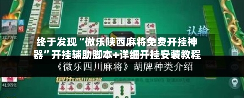 终于发现“微乐陕西麻将免费开挂神器	”开挂辅助脚本+详细开挂安装教程-第2张图片