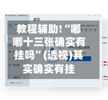 教程辅助!“嘟嘟十三张确实有挂吗”(透视)其实确实有挂