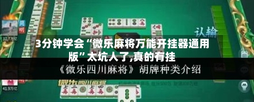 3分钟学会“微乐麻将万能开挂器通用版	”太坑人了,真的有挂-第2张图片