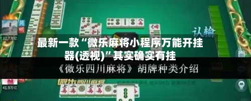 最新一款“微乐麻将小程序万能开挂器(透视)”其实确实有挂-第2张图片