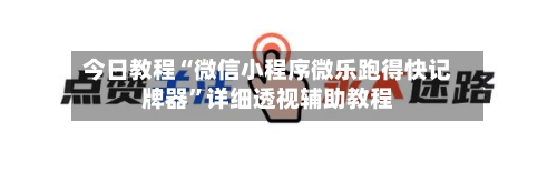 今日教程“微信小程序微乐跑得快记牌器”详细透视辅助教程