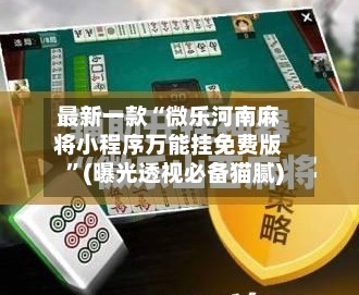 最新一款“微乐河南麻将小程序万能挂免费版”(曝光透视必备猫腻)-第2张图片
