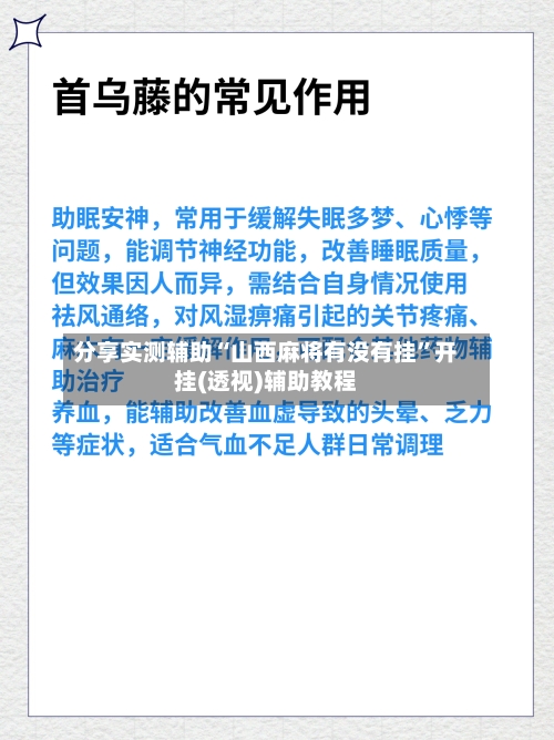 分享实测辅助“山西麻将有没有挂”开挂(透视)辅助教程
