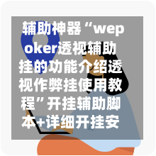 辅助神器“wepoker透视辅助挂的功能介绍透视作弊挂使用教程	”开挂辅助脚本+详细开挂安装教程-第2张图片