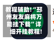 教程辅助!“邳州友友麻将万能挂下载”详细开挂教程!-第3张图片