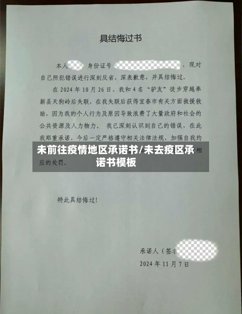 未前往疫情地区承诺书/未去疫区承诺书模板