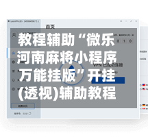 教程辅助“微乐河南麻将小程序万能挂版”开挂(透视)辅助教程-第3张图片