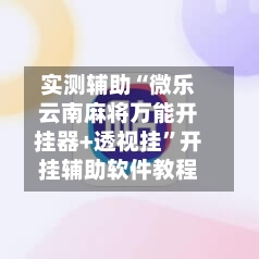 实测辅助“微乐云南麻将万能开挂器+透视挂”开挂辅助软件教程-第2张图片