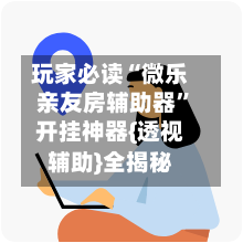 玩家必读“微乐亲友房辅助器”开挂神器{透视辅助}全揭秘-第2张图片