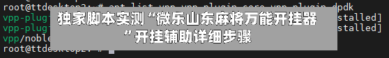 独家脚本实测“微乐山东麻将万能开挂器”开挂辅助详细步骤