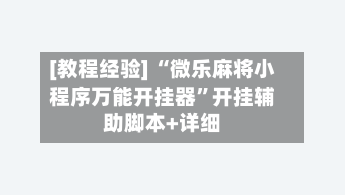 [教程经验] “微乐麻将小程序万能开挂器”开挂辅助脚本+详细-第3张图片