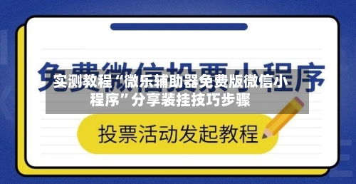 实测教程“微乐辅助器免费版微信小程序”分享装挂技巧步骤