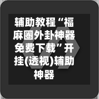 辅助教程“福麻圈外卦神器免费下载”开挂(透视)辅助神器-第3张图片