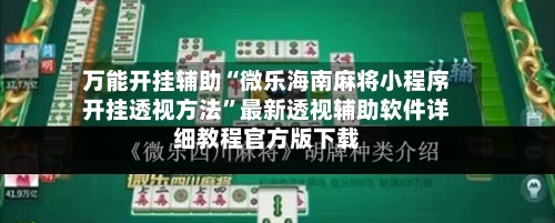 万能开挂辅助“微乐海南麻将小程序开挂透视方法”最新透视辅助软件详细教程官方版下载-第3张图片