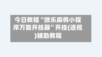 今日教程“微乐麻将小程序万能开挂器”开挂(透视)辅助教程-第2张图片