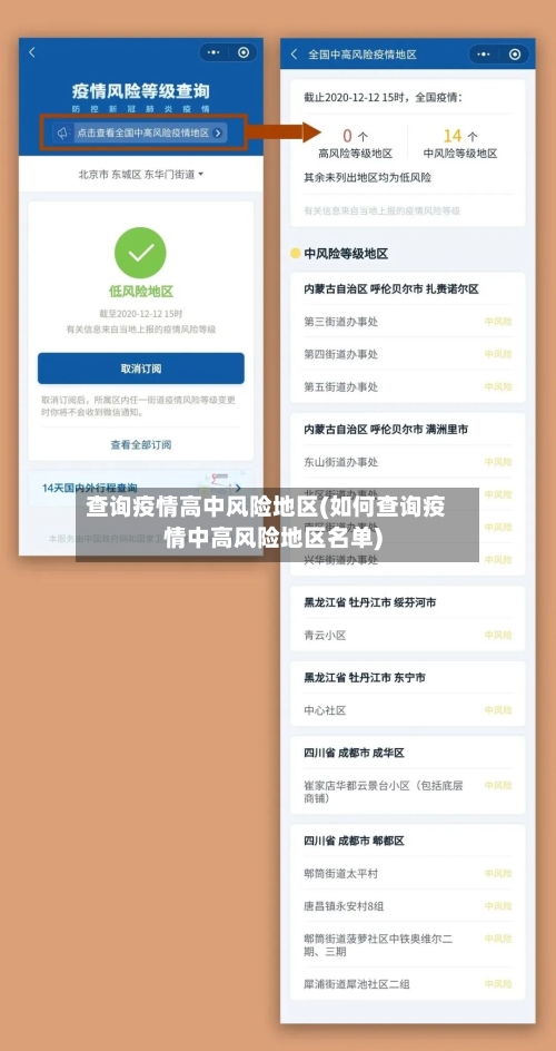 查询疫情高中风险地区(如何查询疫情中高风险地区名单)