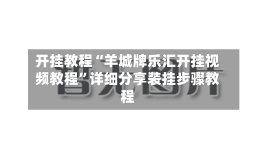 开挂教程“羊城牌乐汇开挂视频教程	”详细分享装挂步骤教程-第2张图片