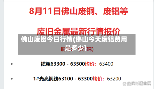 佛山废铝今日行情(佛山今天废铝费用是多少)