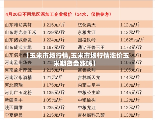 【玉米市场行情,玉米市场行情涨价玉米期货会涨吗】