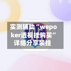 实测辅助“wepoker透视挂购买”详细分享装挂