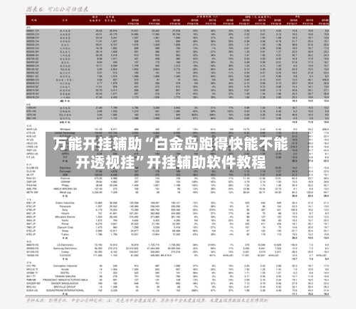 万能开挂辅助“白金岛跑得快能不能开透视挂”开挂辅助软件教程