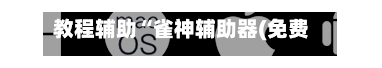 教程辅助“雀神辅助器(免费)”详细外挂透视辅助软件教程