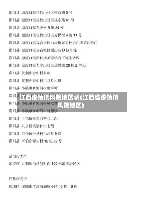 江西疫情低风险地区划(江西省疫情低风险地区)