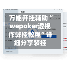 万能开挂辅助“wepoker透视作弊挂教程”详细分享装挂-第3张图片