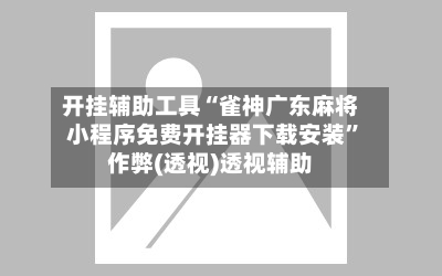 开挂辅助工具“雀神广东麻将小程序免费开挂器下载安装”作弊(透视)透视辅助-第3张图片