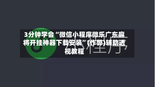 3分钟学会“微信小程序微乐广东麻将开挂神器下载安装	”(作弊)辅助透视教程-第3张图片