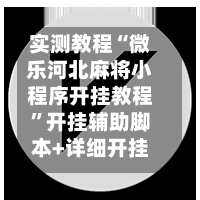 实测教程“微乐河北麻将小程序开挂教程”开挂辅助脚本+详细开挂安装教程-第2张图片