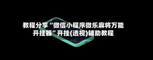 教程分享“微信小程序微乐麻将万能开挂器”开挂(透视)辅助教程-第3张图片